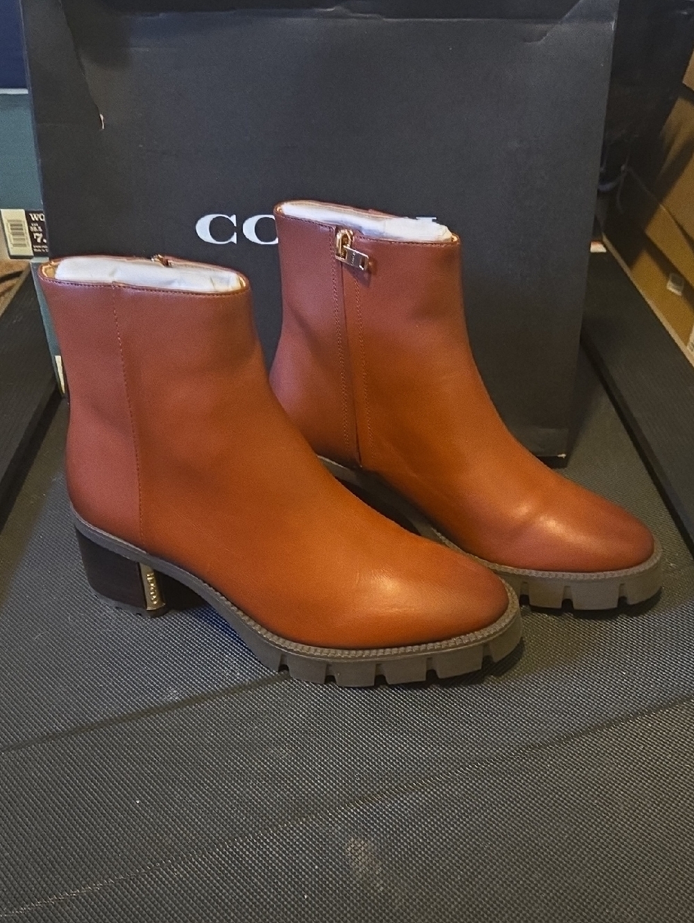 Coach Chrissy Leather Bootie Res Mocha Size 8.5
